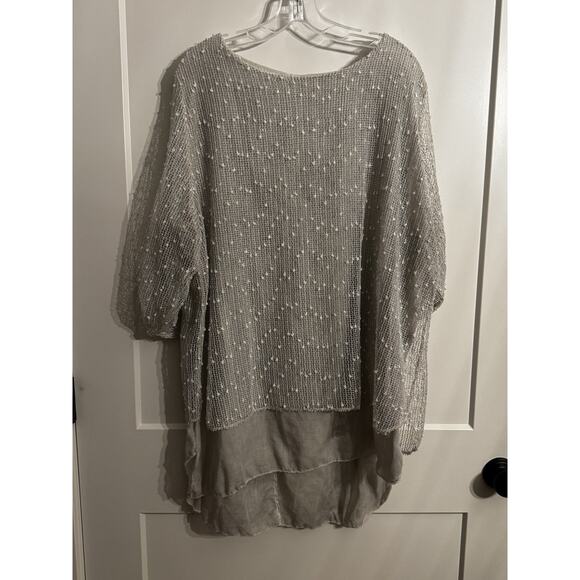 Made in Italy Womens Tunic Gray Mixed Media Boho LagenLook Sz L See Measurements - Picture 1 of 7